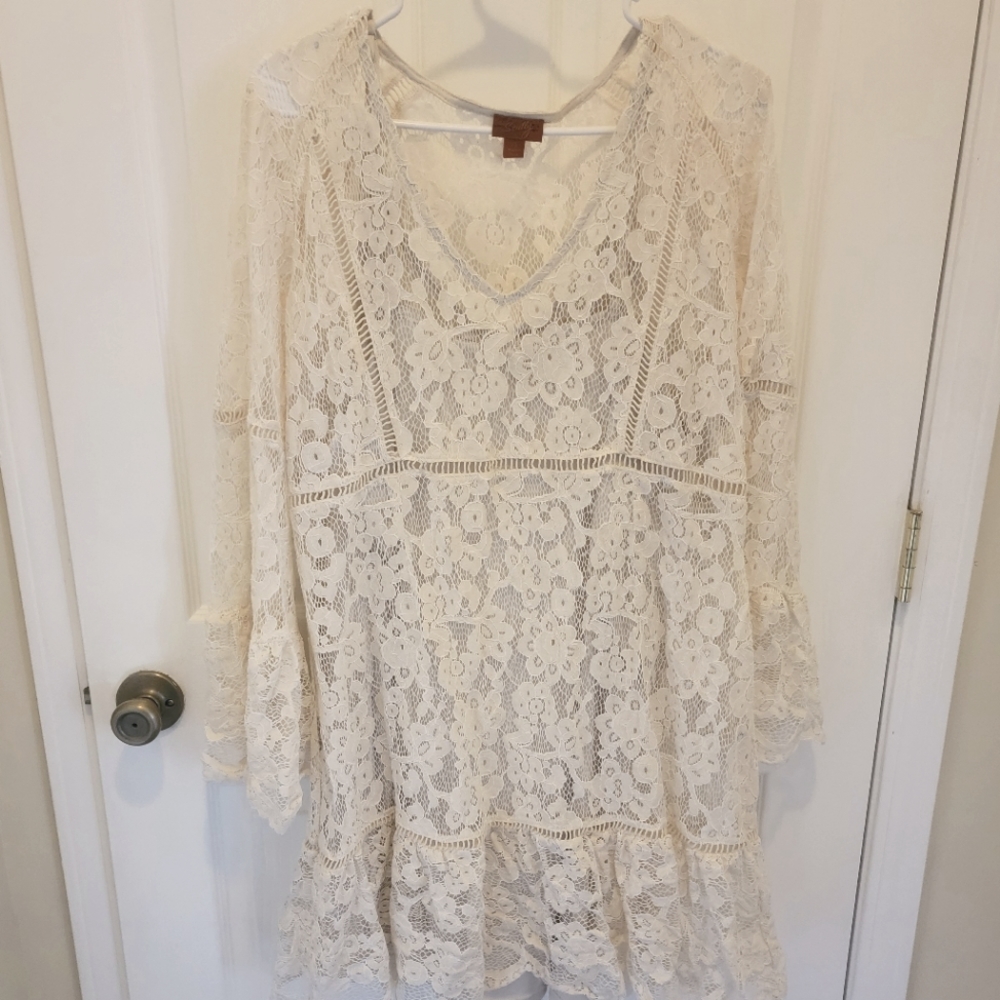 Scully Cream Lace Boho Tunic Dress